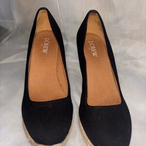 J. Crew Black Espadrille Shoes with Suede Upper